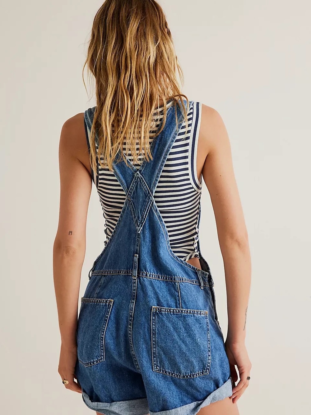 Free People Ziggy Denim Shortalls Sapphire Blue - Picture 2 of 12